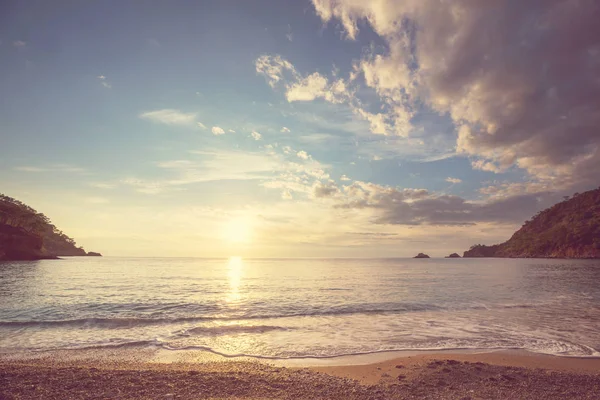 Coucher Soleil Pittoresque Sur Côte Mer Bon Pour Papier Peint — Photo