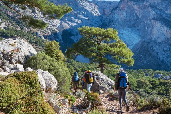 Dağlarda Yürüyüş Insanlarda — Stok fotoğraf