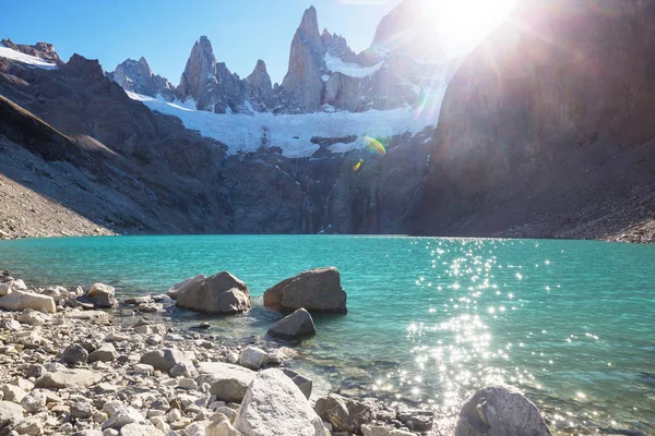 Famoso Cerro Fitz Roy Dos Mais Belos Difíceis Acentuar Pico — Fotografia de Stock