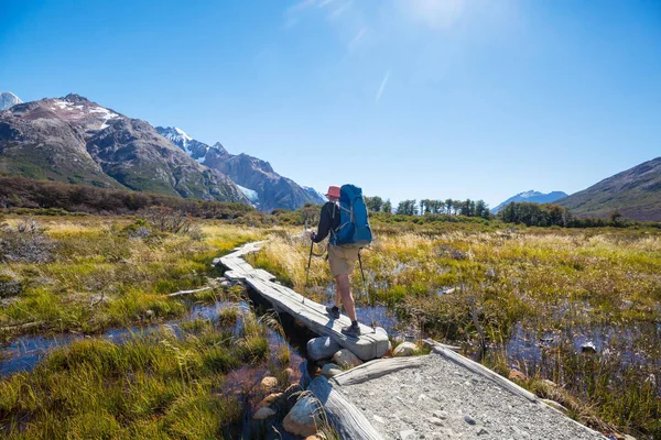 Wandelen Patagonische Bergen Argentinië — Stockfoto