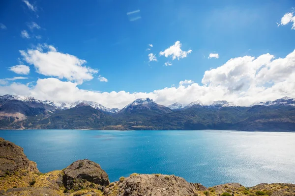 Hermoso Paisaje Montañoso Largo Carretera Grava Carretera Austral Sur Patagonia — Foto de Stock