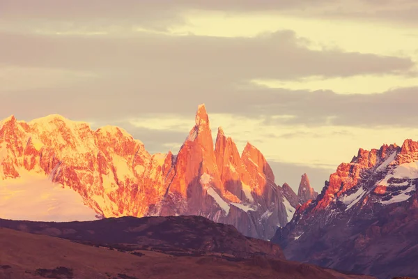 阿根廷巴塔哥尼亚山区著名的美丽山峰Cerro Torre 南美洲美丽的山区景观 — 图库照片