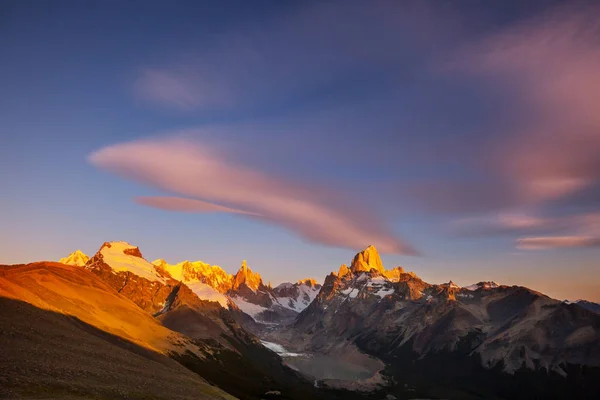 Ünlü Cerro Fitz Roy Patagonya Arjantin Güzel Aksanlı Zirvelerinden Biri — Stok fotoğraf