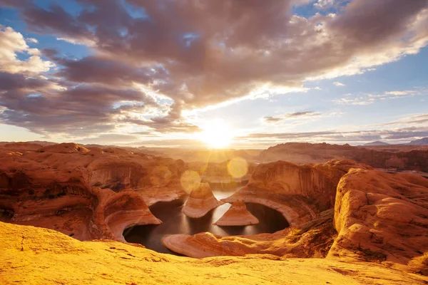 Ovanlig Naturlig Bakgrund Reflektion Canyon Lake Powell Utah Usa Inspirerande — Stockfoto