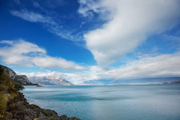 Hermoso Paisaje Montañoso Largo Carretera Grava Carretera Austral Sur Patagonia —  Fotos de Stock