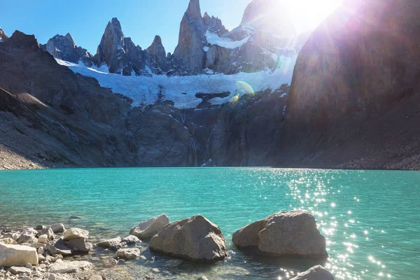 Famous Cerro Fitz Roy One Most Beautiful Hard Accent Rocky — Stock Photo, Image