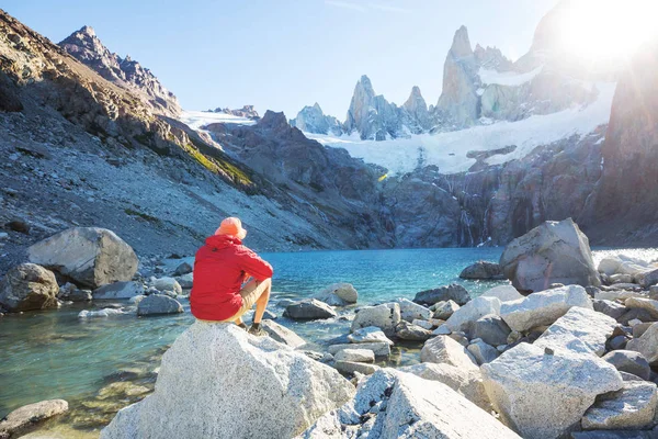 Wandelen Patagonische Bergen Argentinië — Stockfoto