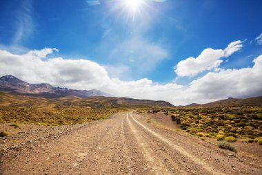 Kırsal kesimde bir yol. Terk edilmiş doğal seyahat geçmişi.