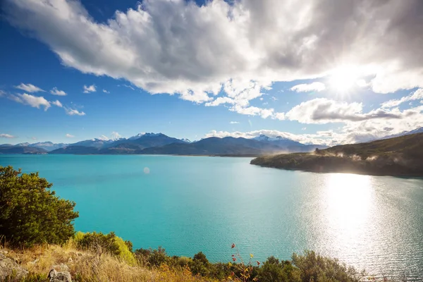 Gyönyörű Hegyek Táj Mentén Kavicsos Carretera Ausztrál Dél Patagónia Chile — Stock Fotó