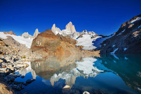 Ünlü Cerro Fitz Roy Patagonya Arjantin Güzel Aksanlı Zirvelerinden Biri — Stok fotoğraf