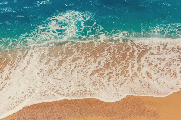 Praia Areia Mar Onda Oceano Azul Fundo Férias Naturais — Fotografia de Stock