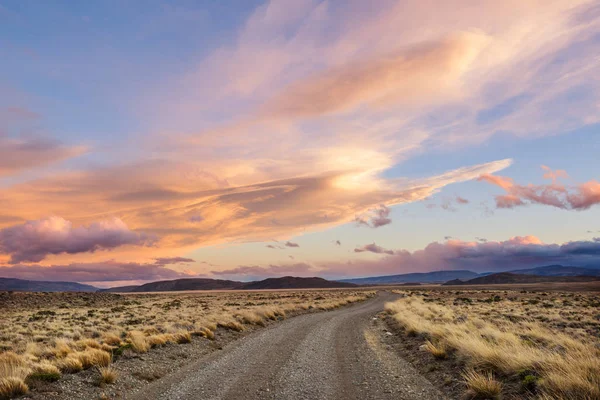 Road Prairie Country Deserted Natural Travel Background — Stock Photo, Image