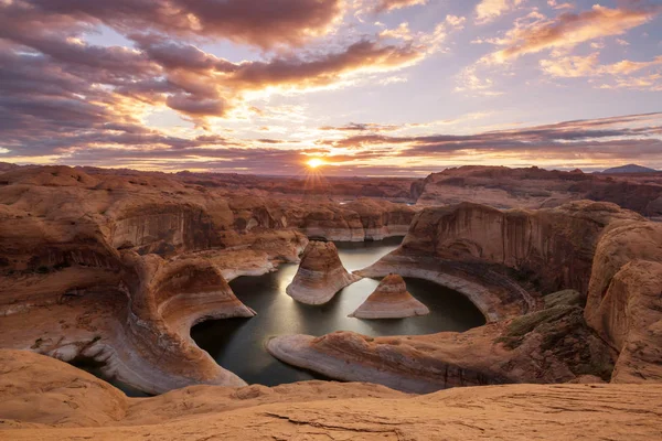 Unusual Natural Background Reflection Canyon Lake Powell Utah Usa Inspiring — Stock Photo, Image