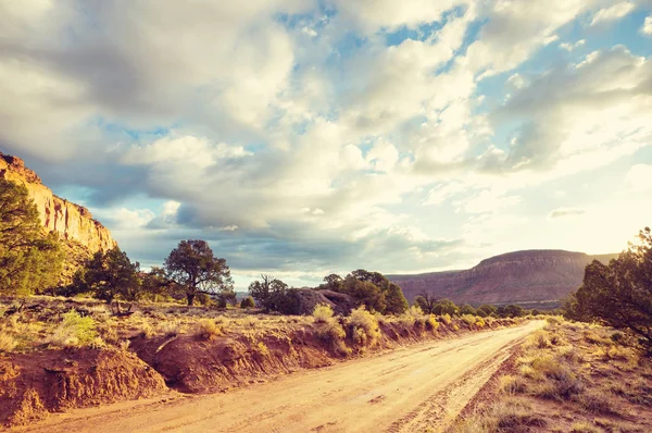 Road Prairie Country Deserted Natural Travel Background — Stock Photo, Image