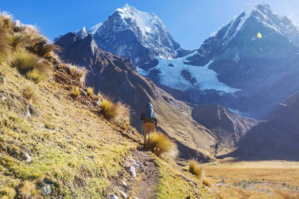 Hiking Scene Cordillera Mountains Peru — Stock Photo, Image