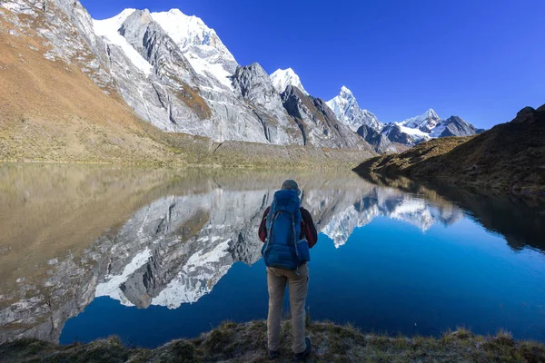 秘鲁科迪勒拉山的远足场景 — 图库照片