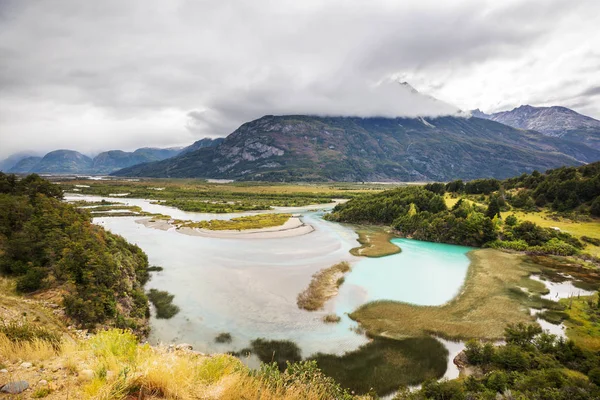 Piękny Krajobraz Gór Wzdłuż Żwirowej Drogi Carretera Austral Południowej Patagonii — Zdjęcie stockowe