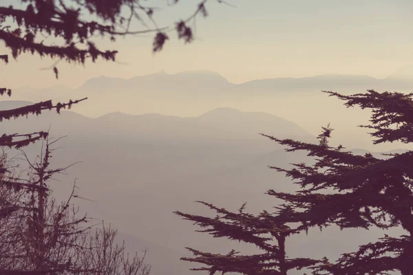 Mountain Siluetti Luonnon Luonnonkaunis Näkymä — kuvapankkivalokuva