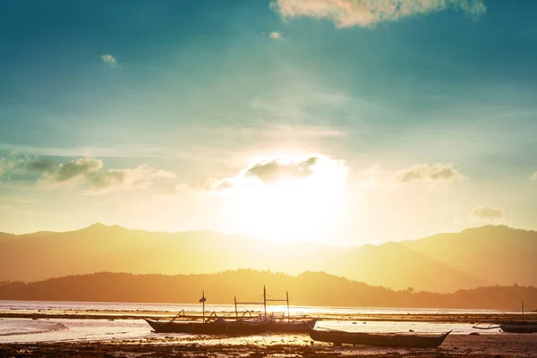 Bateau Traditionnel Philippin Dans Mer Île Palawan Philippines — Photo