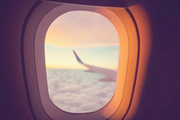 Okno Kabinie Samolotu Kontekst Podróży — Zdjęcie stockowe