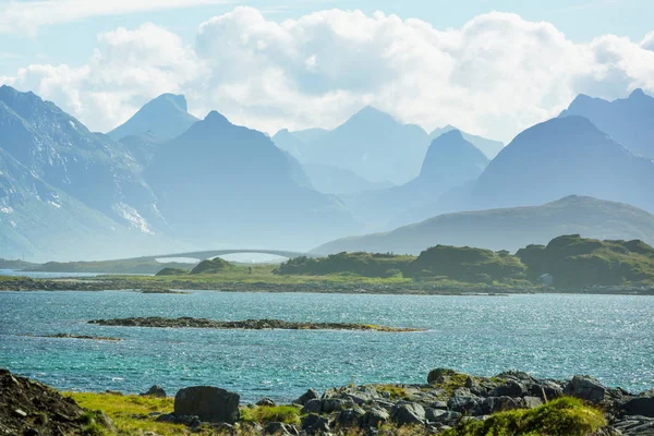 Piękne Krajobrazy Wyspach Lofoten Północnej Norwegii Sezon Letni — Zdjęcie stockowe