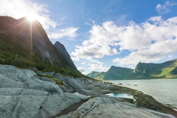 Kuzey Norveç Teki Lofoten Adalarındaki Güzel Manzaralar Yaz Mevsimi — Stok fotoğraf