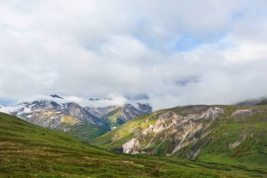 Yaz mevsiminde Kanada Kayalıkları 'nda resim gibi dağ manzarası