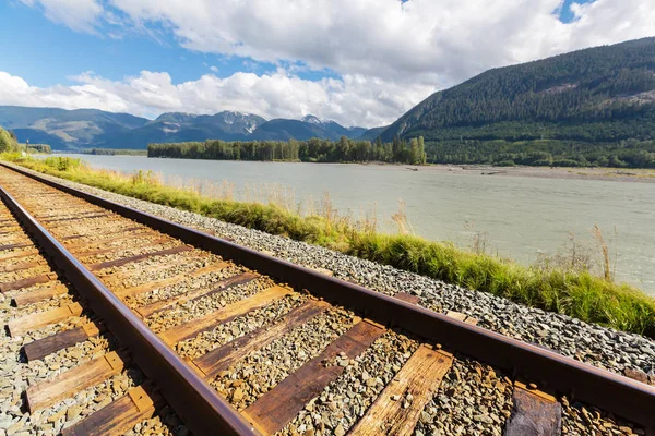 Railroad Canadian Mountains Stock Photo