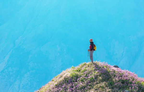 Hiking Man Canadian Mountains Hike Popular Recreation Activity North America — Stock Photo, Image