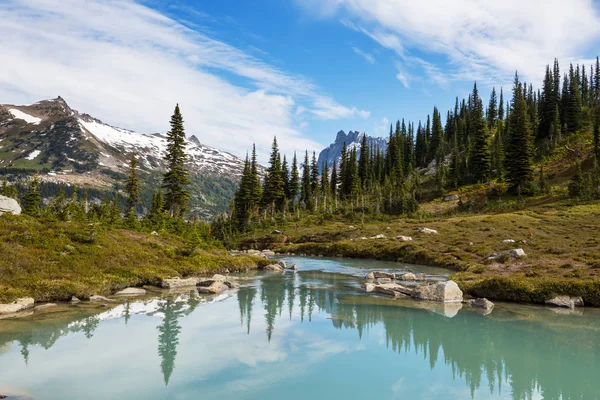 Lugn Sjö Fjällen Sommarsäsongen Vackra Naturlandskap — Stockfoto