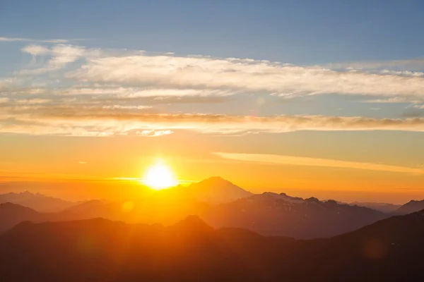 Coucher Soleil Panoramique Dans Les Montagnes Saison Automne — Photo