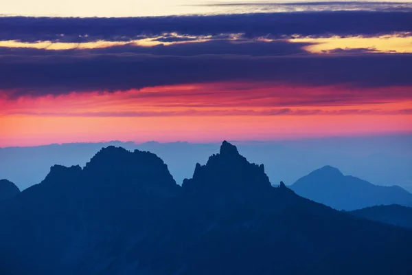 Coucher Soleil Panoramique Dans Les Montagnes Saison Automne — Photo