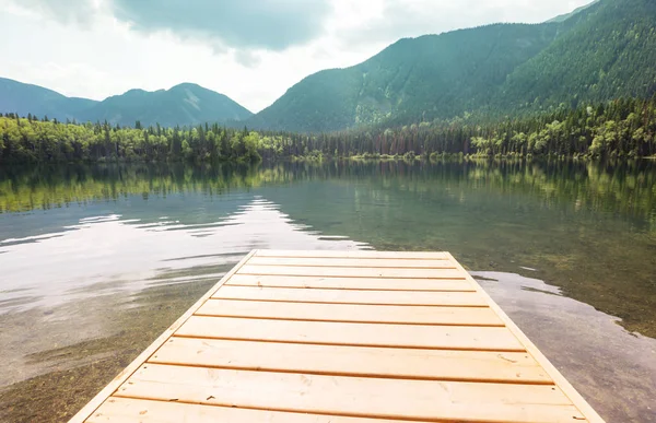 Hermosa Escena Del Lago Amanecer Columbia Británica Canadá — Foto de Stock