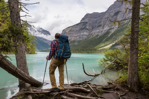 Wandersmann Den Kanadischen Bergen Wandern Ist Die Beliebteste Freizeitbeschäftigung Nordamerika — Stockfoto