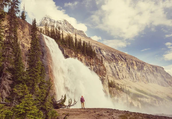 Caminhando Homem Nas Montanhas Canadenses Caminhada Atividade Recreação Popular América — Fotografia de Stock