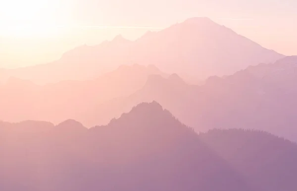 Beautiful Natural Background Mountain Silhouette Sunset — Stock Photo, Image