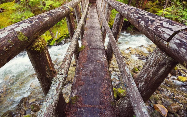 Wooden Bridge Mountains Creek — Stock Photo, Image