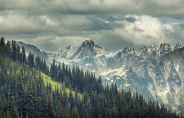 North Cascade Range, Washington / ABD 'de güzel bir dağ zirvesi.