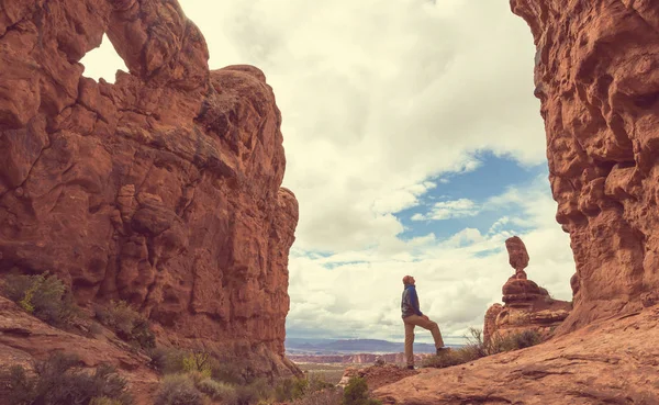 Caminata Las Montañas Utah Senderismo Paisajes Naturales Inusuales Formas Fantásticas — Foto de Stock