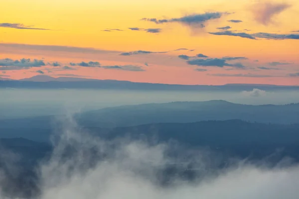 Beautiful Natural Background Mountain Silhouette Sunset — Stock Photo, Image