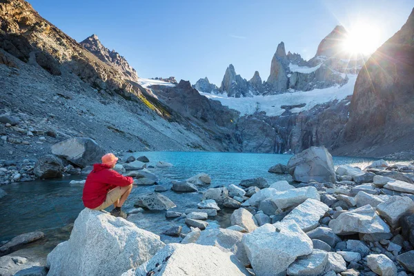 Híres Cerro Fitz Roy Egyik Legszebb Legnehezebb Akcentussal Sziklás Csúcs — Stock Fotó