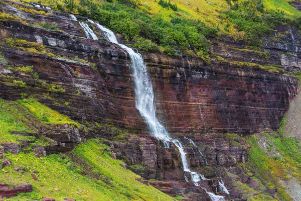 Cachoeira Parque Nacional Galacier Montana Eua Temporada Outono — Fotografia de Stock