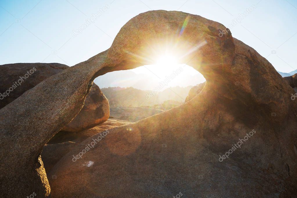 Unusual stone formations in Alabama hills, California, USA