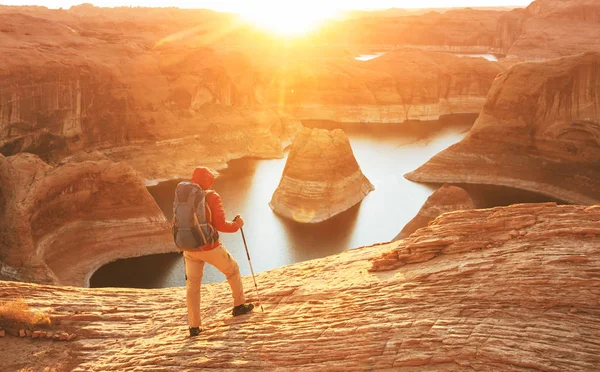 Fondo Natural Inusual Reflection Canyon Lake Powell Utah Inspirador Senderismo — Foto de Stock