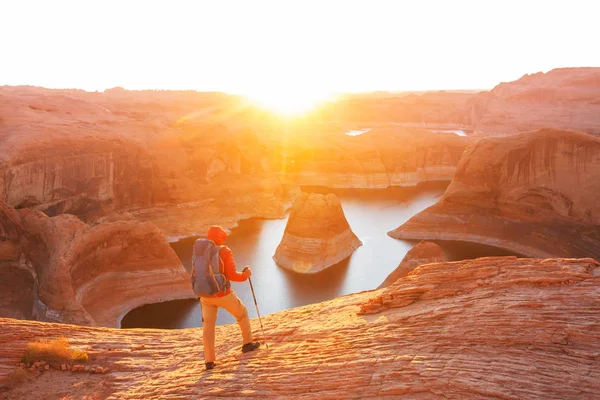 Szokatlan Természeti Háttér Reflection Canyon Powell Tónál Utah Usa Inspiráló — Stock Fotó