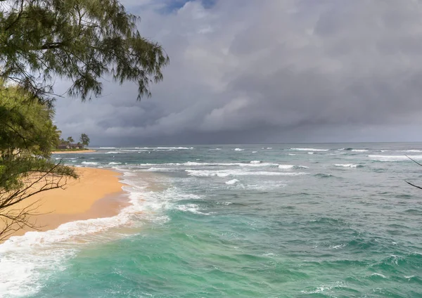 Erstaunlicher Hawaiianischer Strand Wellen Meer Bei Sonnenuntergang Oder Sonnenaufgang Mit — Stockfoto