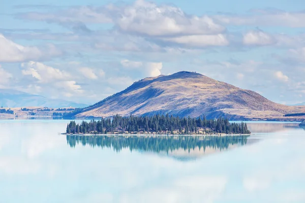 Fantastiska Naturlandskap Nya Zeeland Berg Sjö Vid Solnedgången — Stockfoto