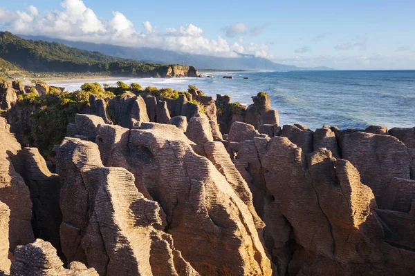 Punakaki Pancake Rocks Στο Εθνικό Πάρκο Paparoa Δυτική Ακτή Νότιο — Φωτογραφία Αρχείου