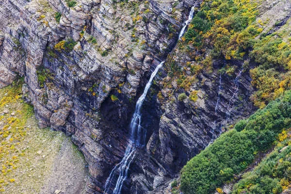 Vattenfall Galacier National Park Montana Usa Höstsäsong — Stockfoto