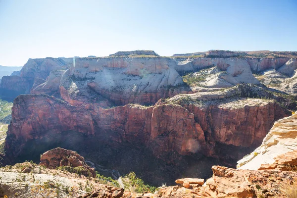 Zion Ulusal Parkı Güzel Sönük Doğal Manzaralar Gün Batımında Zion — Stok fotoğraf